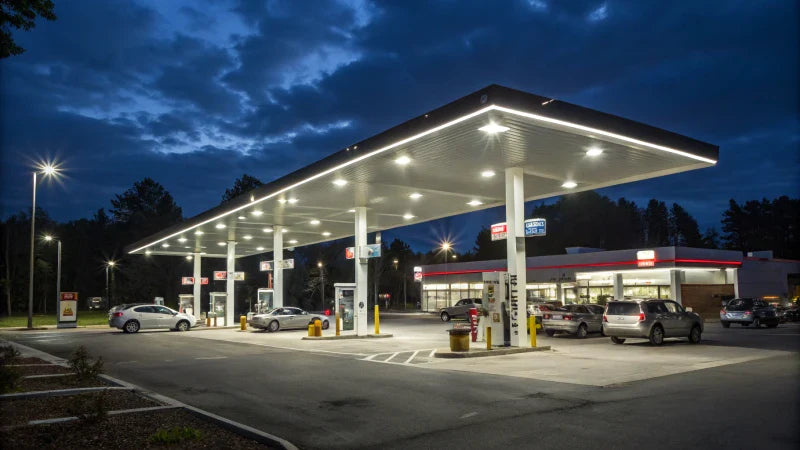 LED Gas station canopy lights.