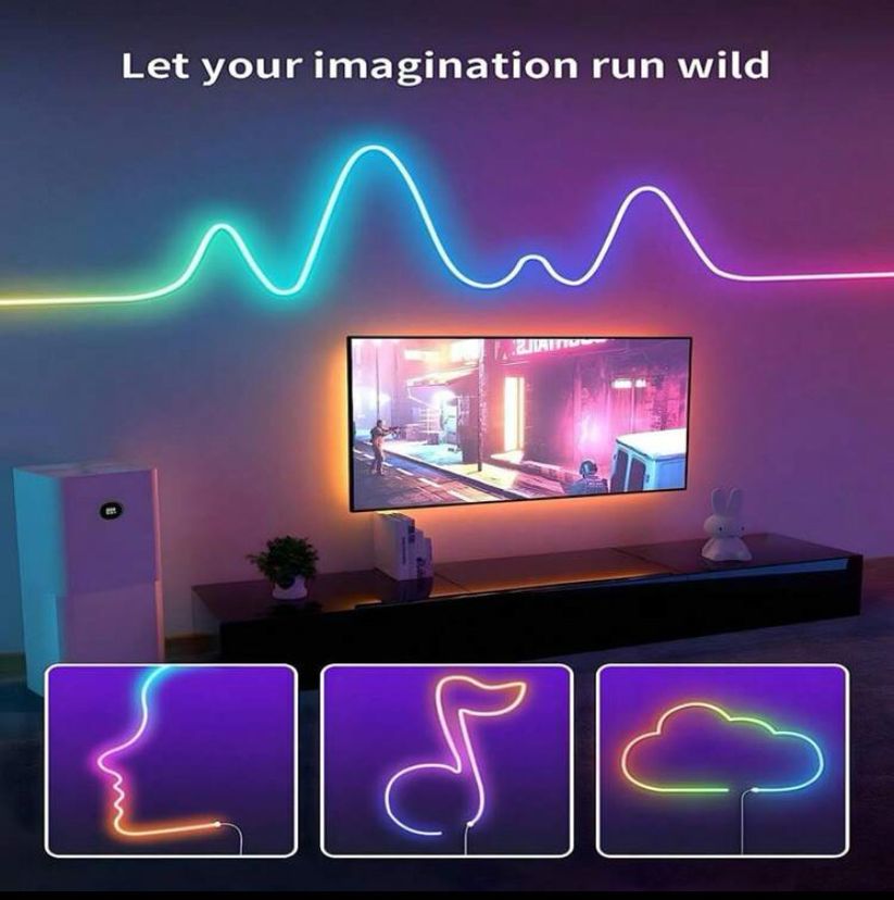 12V 5M LED RGB/Multicolor Neon strip light with remote controller.