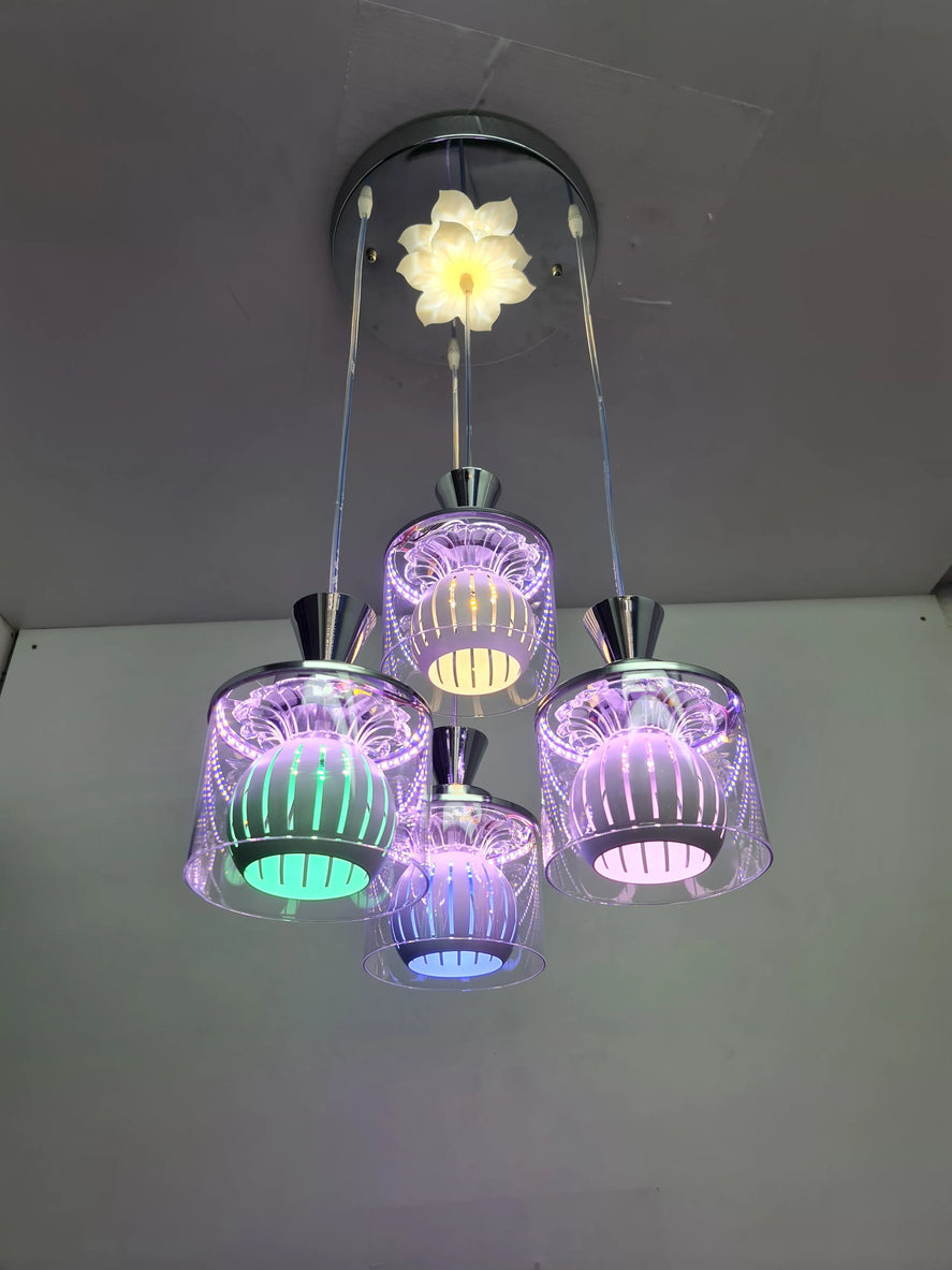 Colorful glass LED pendant lamp.