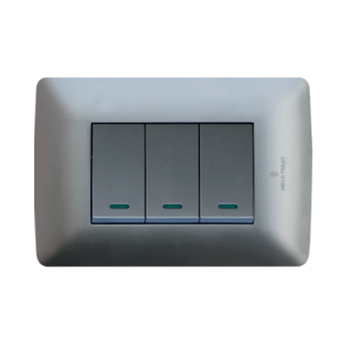 3 Lever 1 Way Switch - Silver.