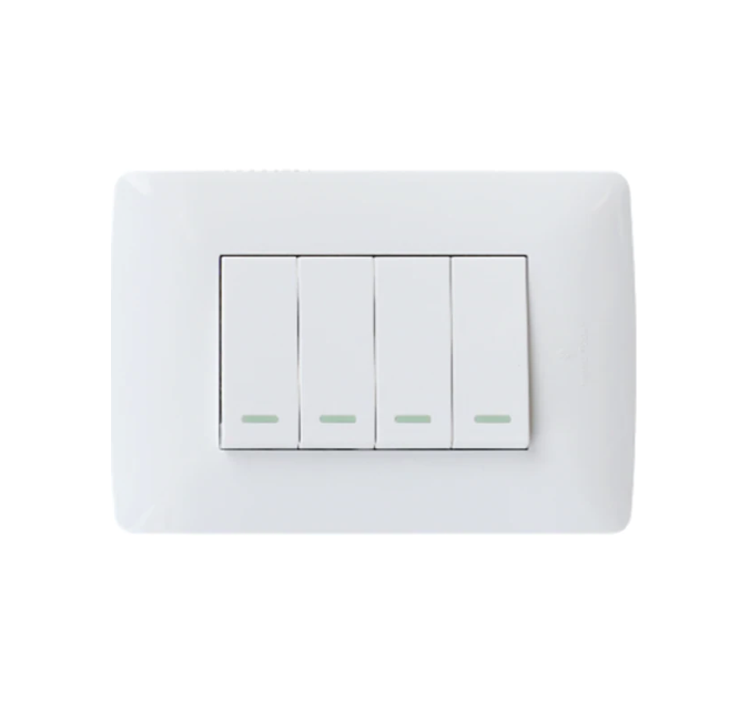 4 Lever 1 Way Switch - White.