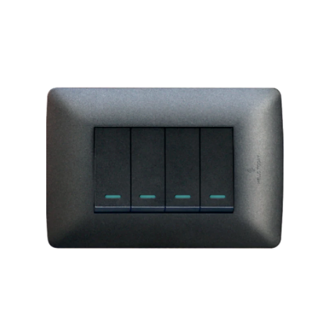 4 Lever 1 Way Switch - Black.