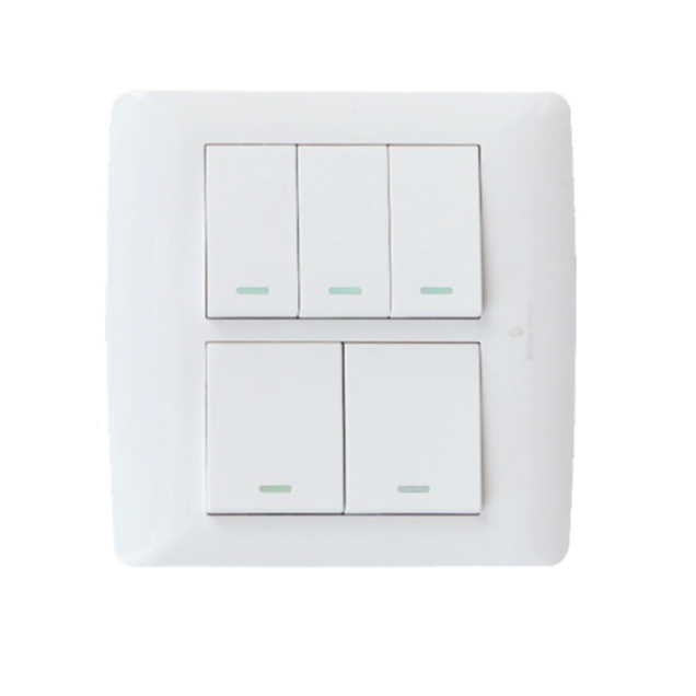 5 Lever 1 Way Switch - White.