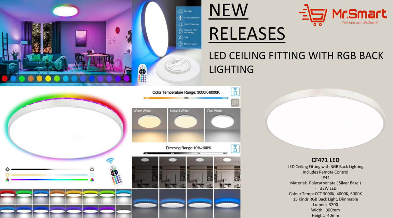 LED smart Ceiling light with RGB/Multicolor Background lighting. - Mr.Smart SA's Best Online Shopping Store