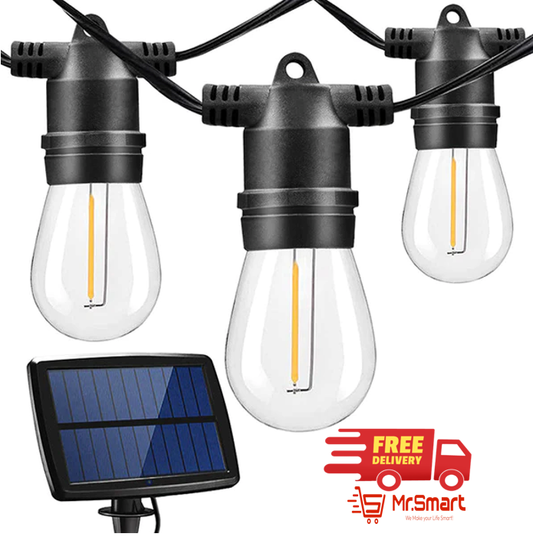 10M 10 Bulbs- Solar LED Festoon Outdoor String Lights.