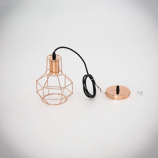 Metal Bowl Cage Rose Gold Color Pendant Light.