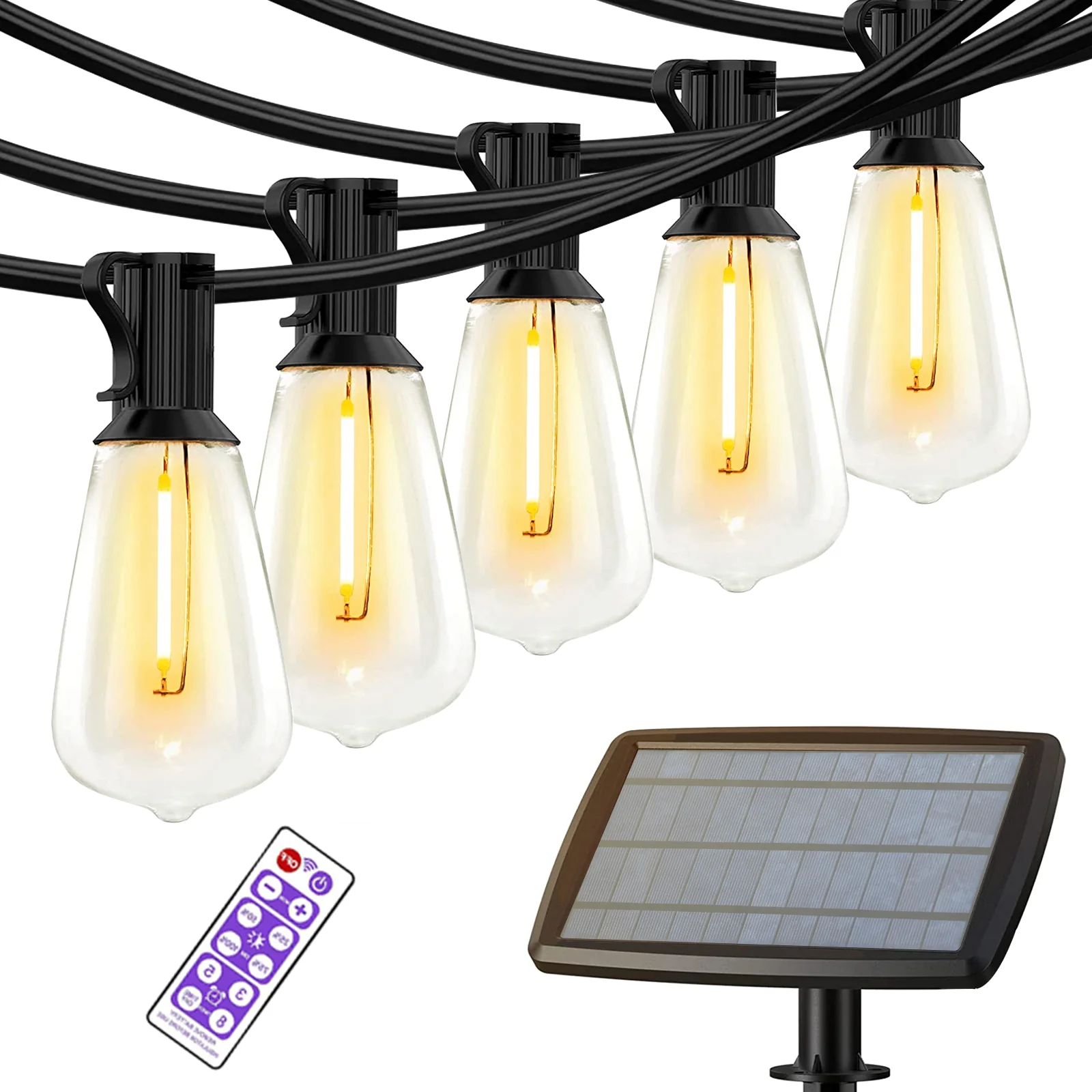 5M Remote Operated Solar LED Festoon Outdoor String Lights.