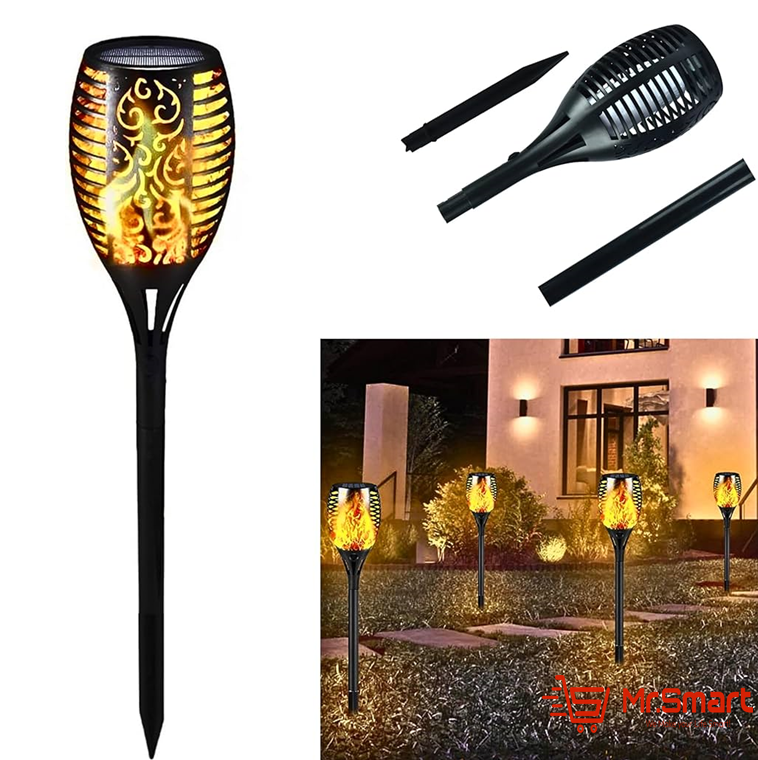 Solar LED Flame flickering garden spike lamp.