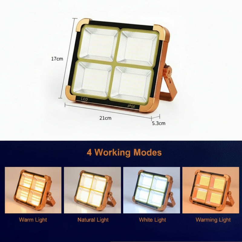 100W Portable Solar Rechargeable LED Flood Light-Light Dimensions-Mr Smart Lighting Company