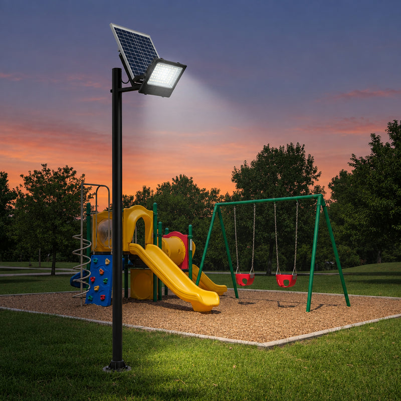 100W Remote Controlled Solar Flood Light-IP67-6500K-(12 Months Warranty-Mr Smart Lighting Company-Kids Playground.