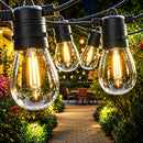 10M 10 Bulbs- Solar LED Festoon Outdoor String Lights-3000K.-Courtyard-M Smart Lighting Company.