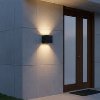 Radiant Bue Square Up or Down Outdoor Wall Light Black 80mm-RO430