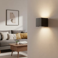 Radiant Bue Square Up or Down Outdoor Wall Light Black 80mm-RO430