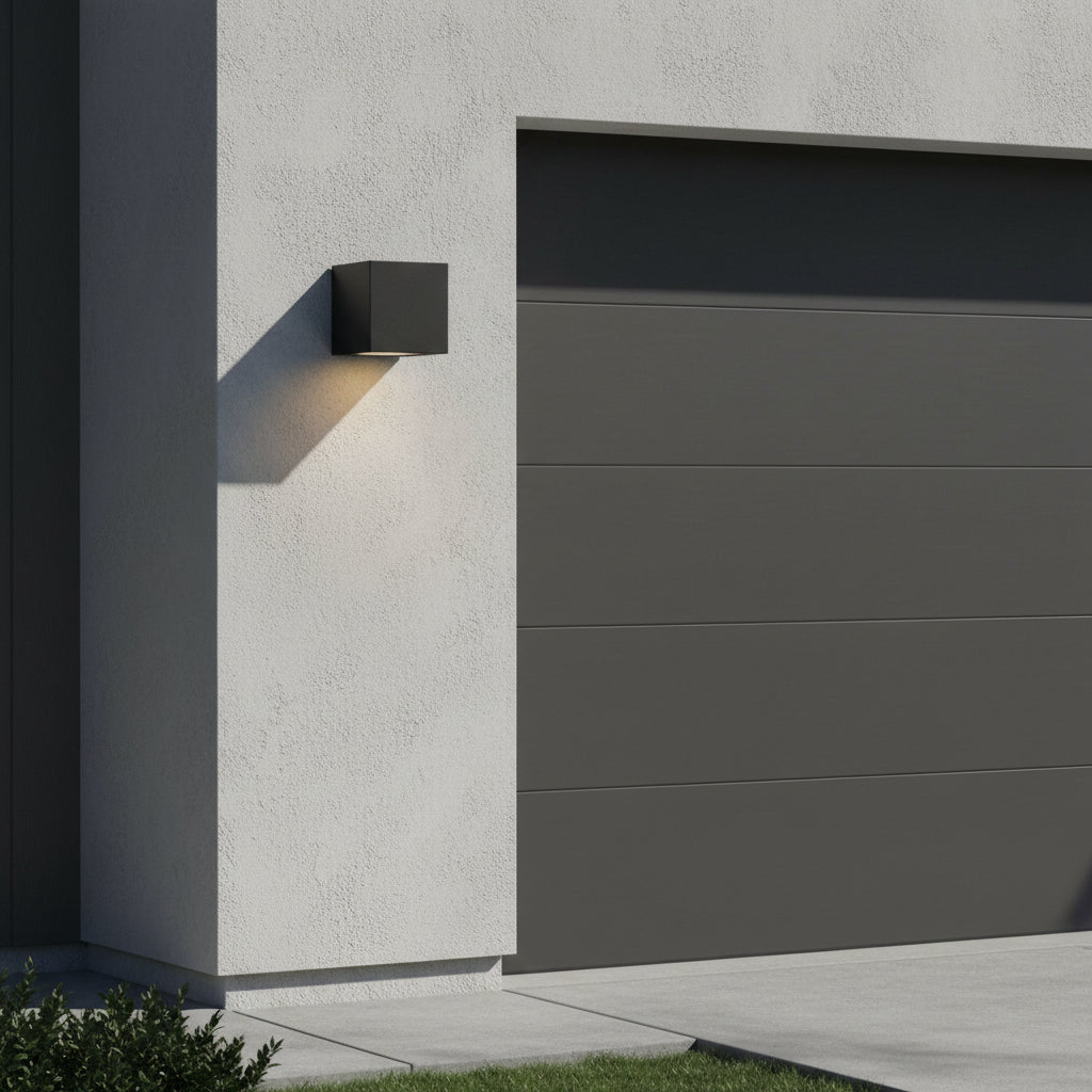 Radiant Bue Square Up or Down Outdoor Wall Light Black 80mm-RO430