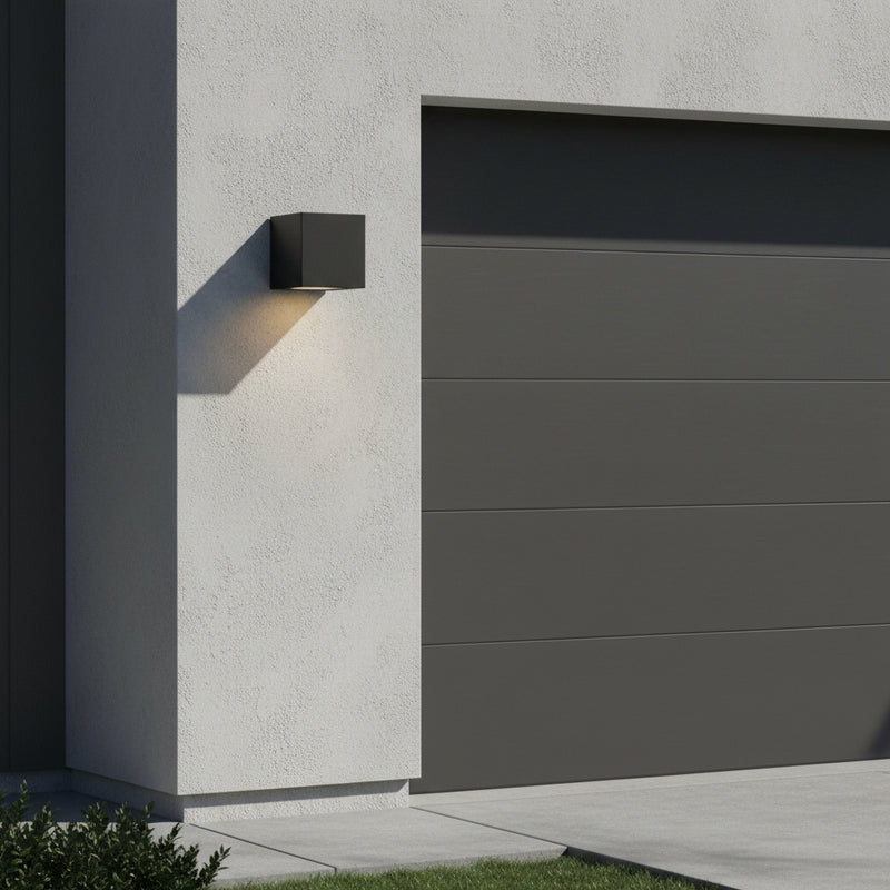 Radiant Bue Square Up or Down Outdoor Wall Light Black 80mm-RO430