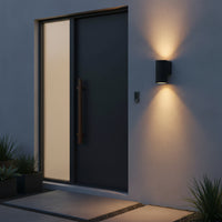 Radiant Bue Round Up or Down Outdoor Wall Light Black-RO432