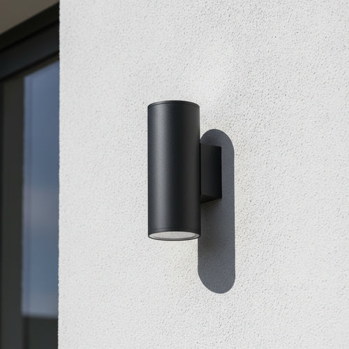 Radiant Bue Round Up or Down Outdoor Wall Light Black-RO433