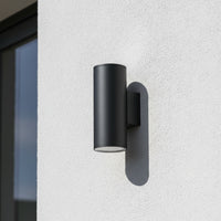 Radiant Bue Round Up or Down Outdoor Wall Light Black-RO433