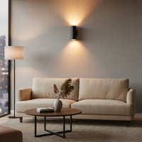 Radiant Bue Round Up or Down Outdoor Wall Light Black-RO433