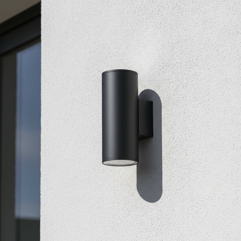 Radiant Bue Round Up or Down Outdoor Wall Light Black-RO433