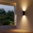Radiant Bue Round Up or Down Outdoor Wall Light Black-RO433