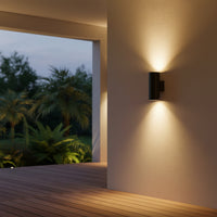 Radiant Bue Round Up or Down Outdoor Wall Light Black-RO433