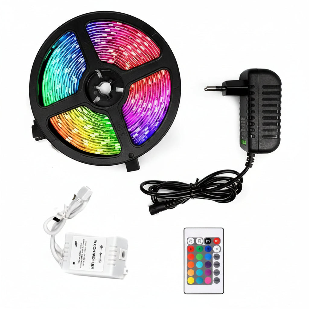 12V 5M Remote Operated LED RGB/Multicolor Strip Light.