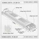 12V 25A 300W Power supply for LED strip lights-Product dimensions-Mr Smart Lighting Company.