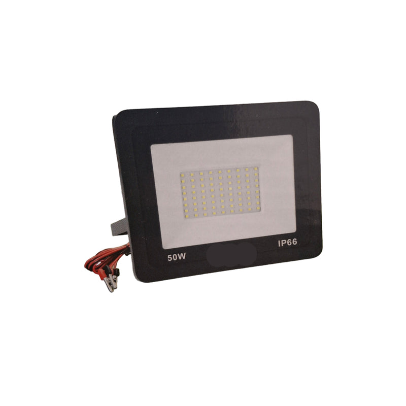 12V DC LED Flood Light with battery clamp-50W-IP66-6500K-(12 Months Warranty)-Mr Smart Lighting Company.