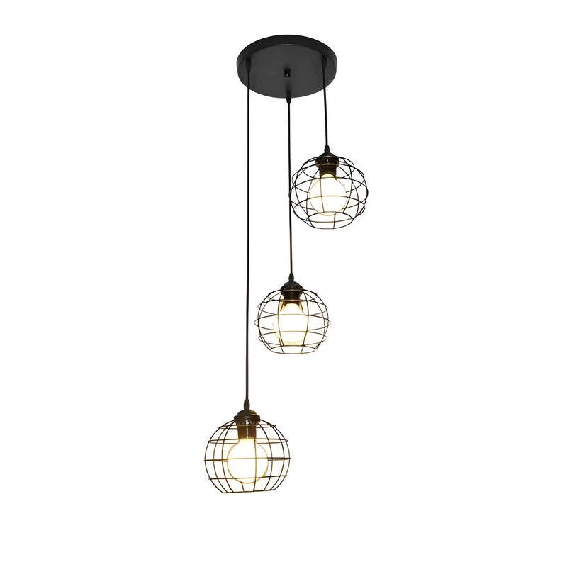 Vintage Cage Shape Round Hanging Lamp 1806-3 BK.