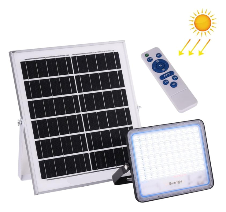 100W Remote Controlled Solar Powered LED Flood Light IP66.