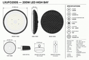 200W UFO LED high bay light-LXUFO200S-IP65-6500K-(18 months warranty)-Product Dimensions-Mr Smart Lighting Company.