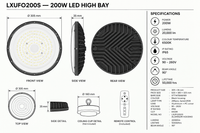 200W UFO LED high bay light-LXUFO200S-IP65-6500K-(18 months warranty)-Product Dimensions-Mr Smart Lighting Company.