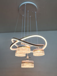 LED Double Ring Quad Crystal Metallic Dining Chandelier Pendant light 2022-3+1. - Mr.Smart SA's Best Online Shopping Store