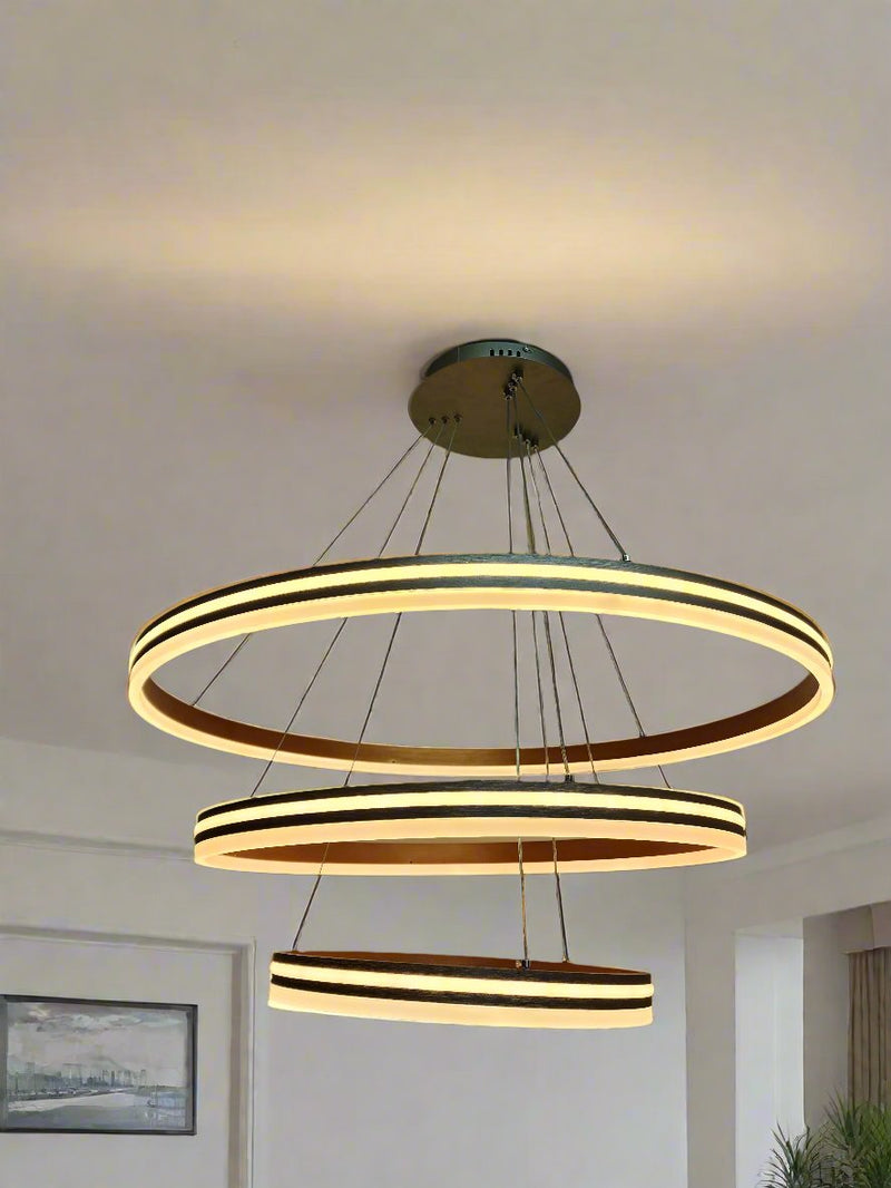 Modern 3 Rings LED acrylic pendant light.