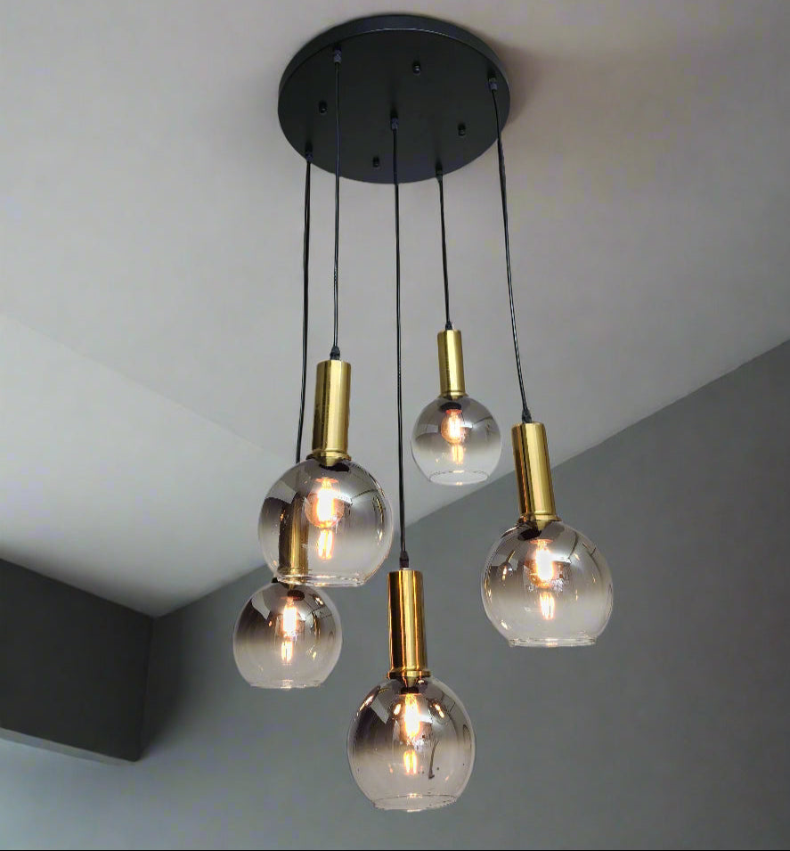 Smoke black glass pendant lamp - B514-5.