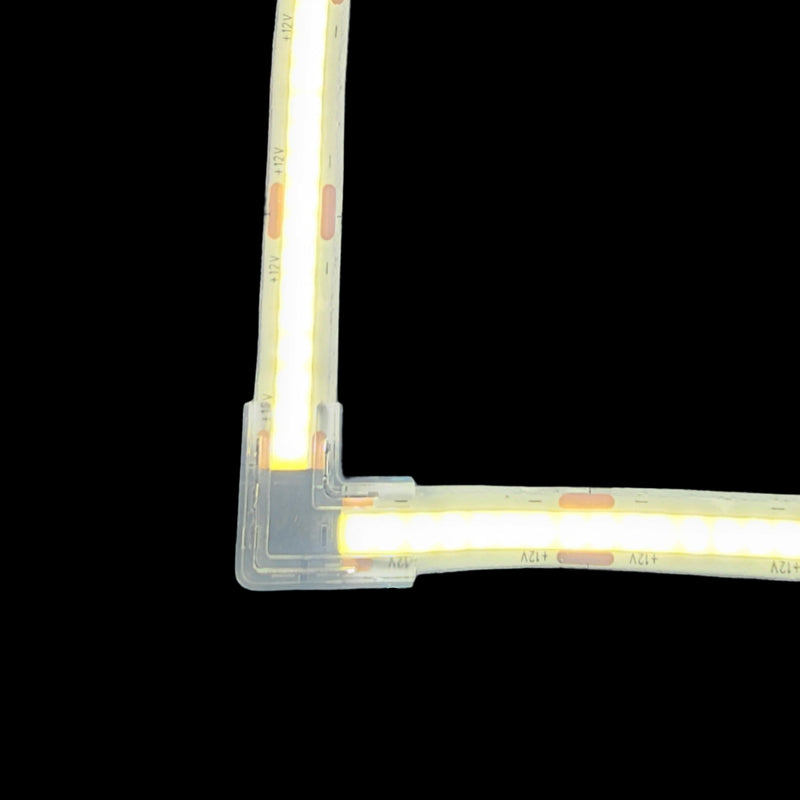 Durable L-shaped COB LED strip connector for smooth lighting transitions
Flexible LED strip light L joiner ideal for home and commercial installations