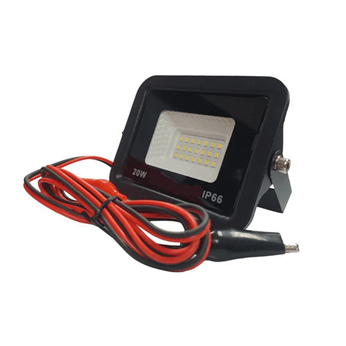 20W 12V  DC LED Flood Light with battery clamp.