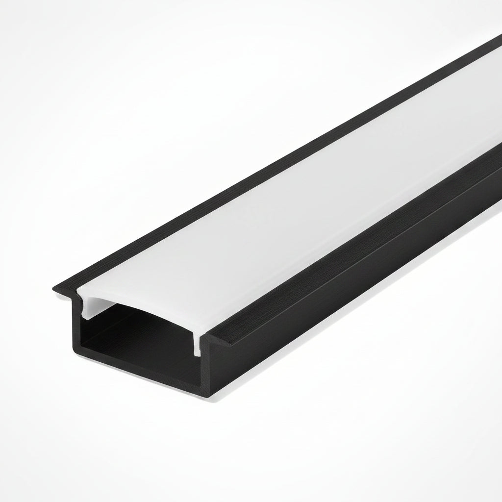 20mm x 10mm Black 3M Recessed Aluminum Channel for LED Strip Lights.