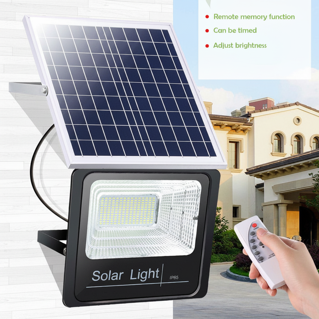 100W Remote Controlled Solar Flood Light.