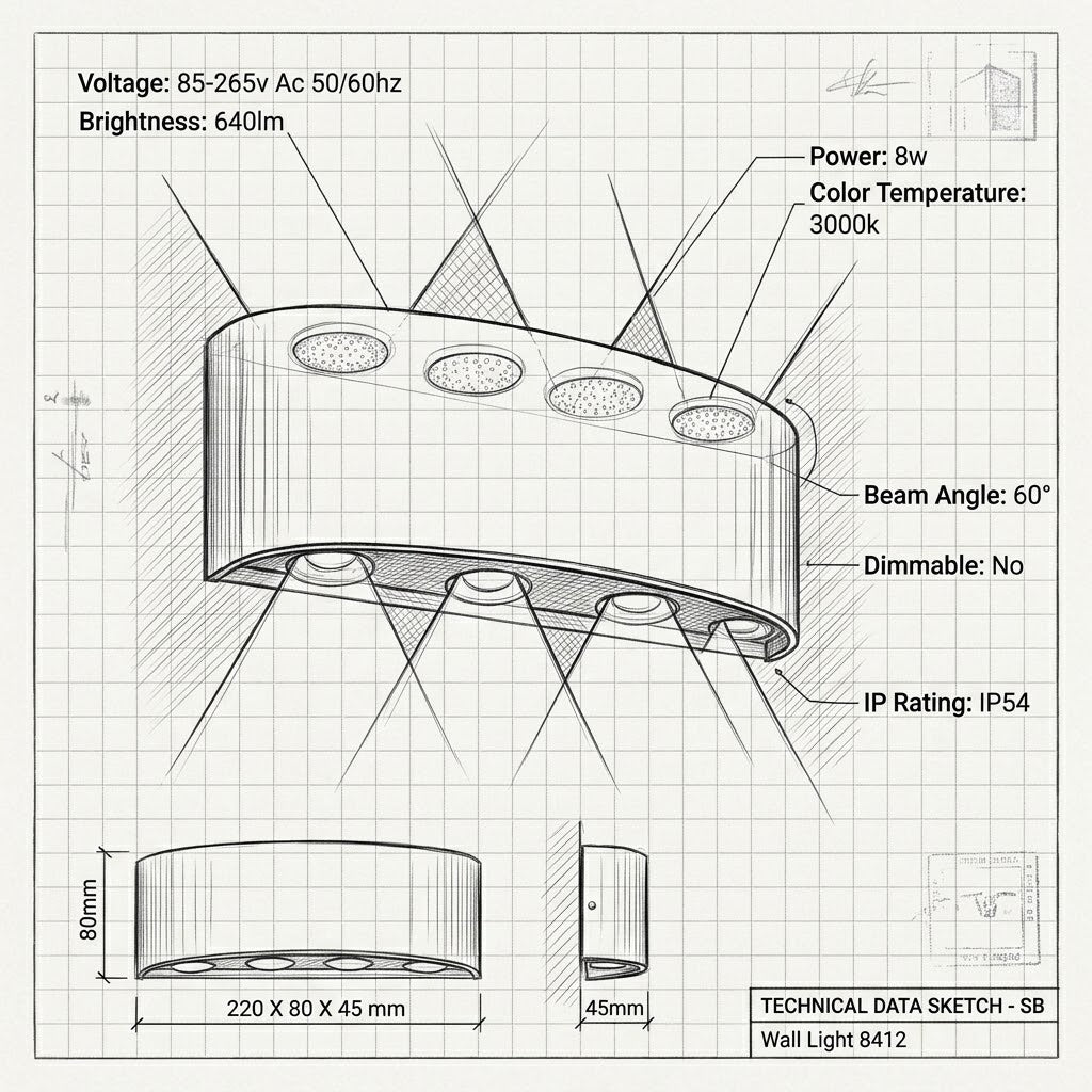 2405 WW Wall Lamp-3000K-IP54-(2 Years Warranty).