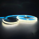 24V 10M COB LED Strip Light with dotless continuous lighting installed in modern interior space