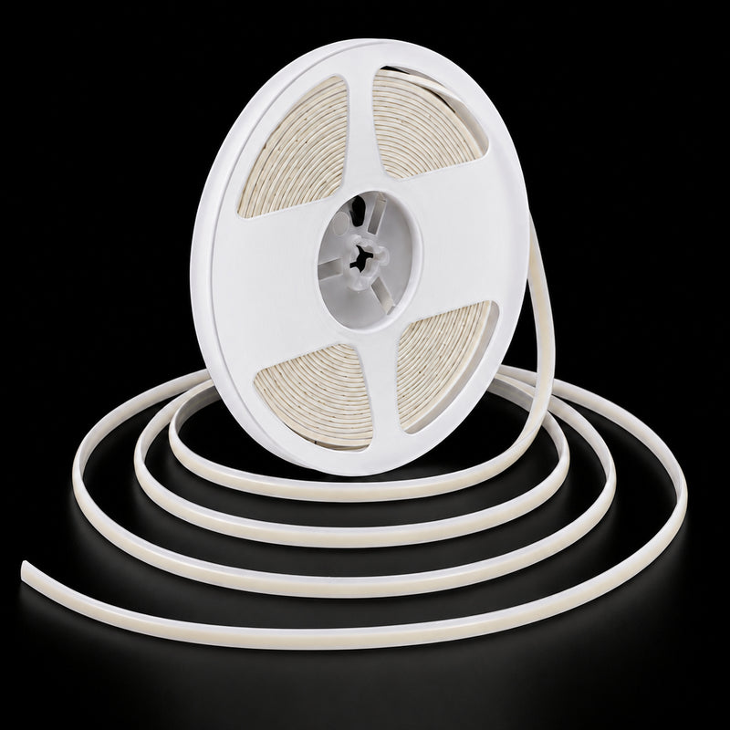 24V COB LED Strip Light with dotless continuous lighting installed in modern interior space-Mr Smart Lighting Company.