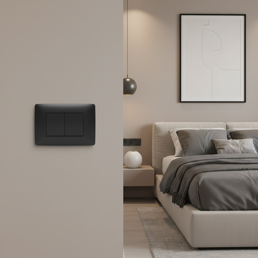 2 Lever 1 Way Switch - Black.