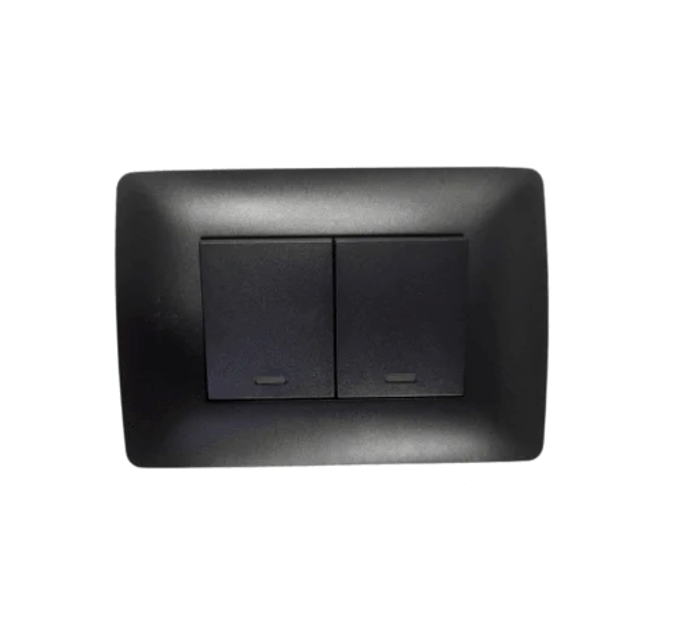 2 Lever 1 Way Switch - Black.