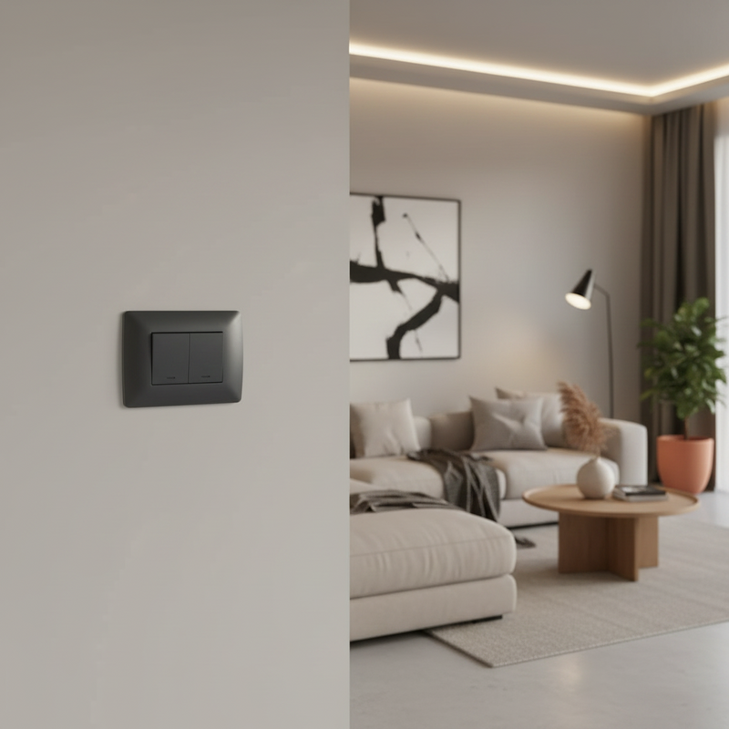 2 Lever 1 Way Switch - Silver.