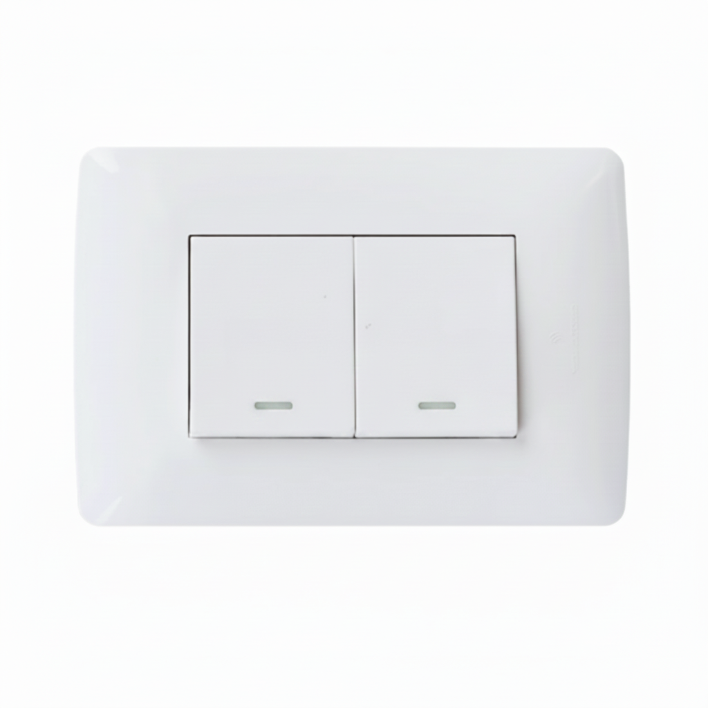 2 Lever 1 Way Switch White 2x4 electrical wall switch for home and commercial lighting control by Mr Smart Lighting Company South Africa.