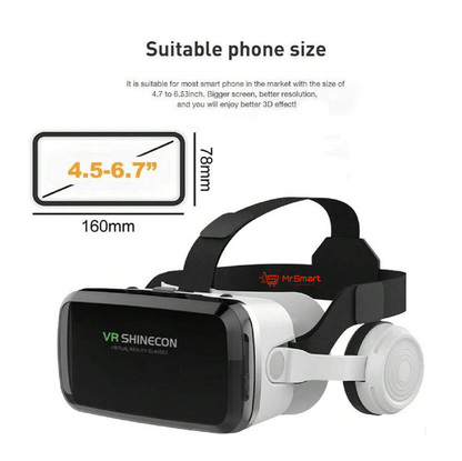 Virtual Reality (VR) Glasses With Bluetooth Headset.