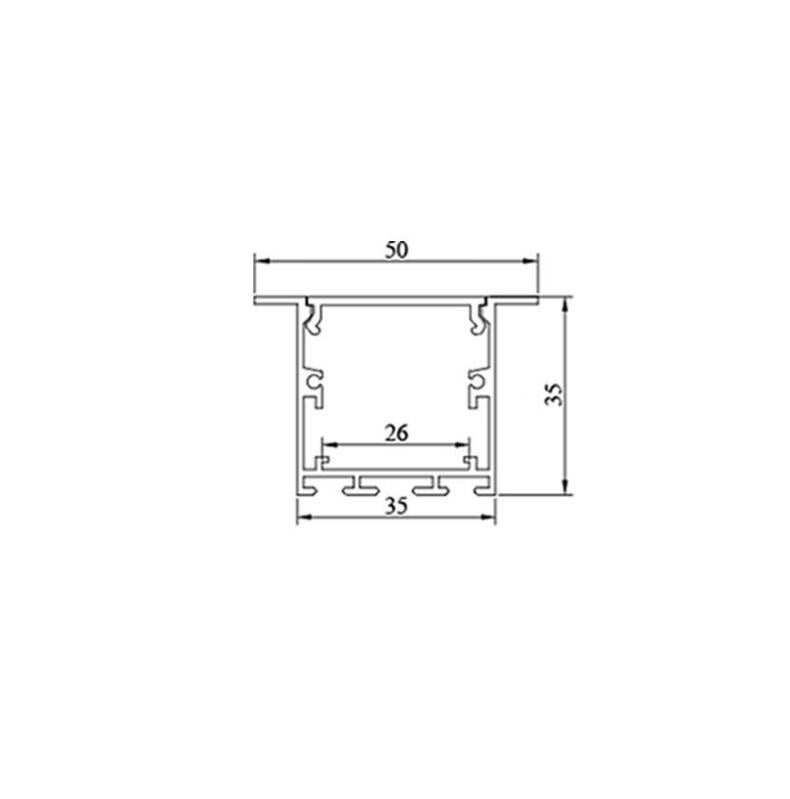 35mm x 35mm 3M Recessed Aluminum Channel for LED Strip Lights.