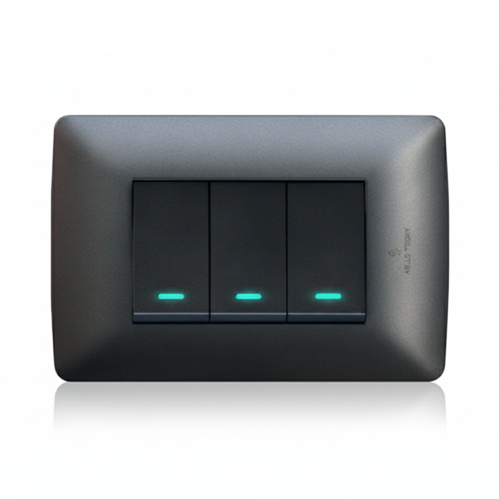 3 Lever 1 Way Switch - Black.
